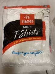 Vintage 1997 Hanes T Shirts Sealed NOS 3 Pack Small 34-36 White Cotton USA 3PC
