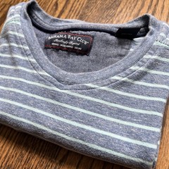 Bahama Bay Club Men’s M Short Sleeve V-Neck Striped Cotton Blue T-Shirt Resort