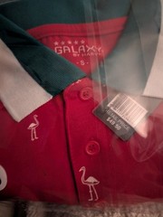Men’s Short Sleeve Red Shirt With Collar Flamingo Pattern Cotton-Blend NEW