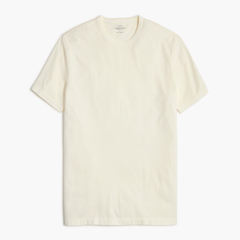 New JCREW Size Mens L Garment-Dyed Tee Shirt in Ivory $49 BZ136
