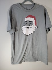 Celebrate It Vintage Santa Shirt Gray Large Soft Feel
