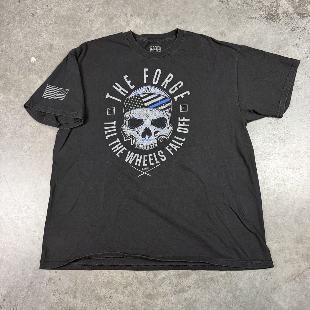 5.11 Tactical T Shirt Mens XL Black Logo The Forge Skull Preowned