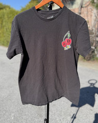 Alab Tee Shirt SOMETIMES MOODY Cherry Print Black Crew Neck Medium Y2K Men’s
