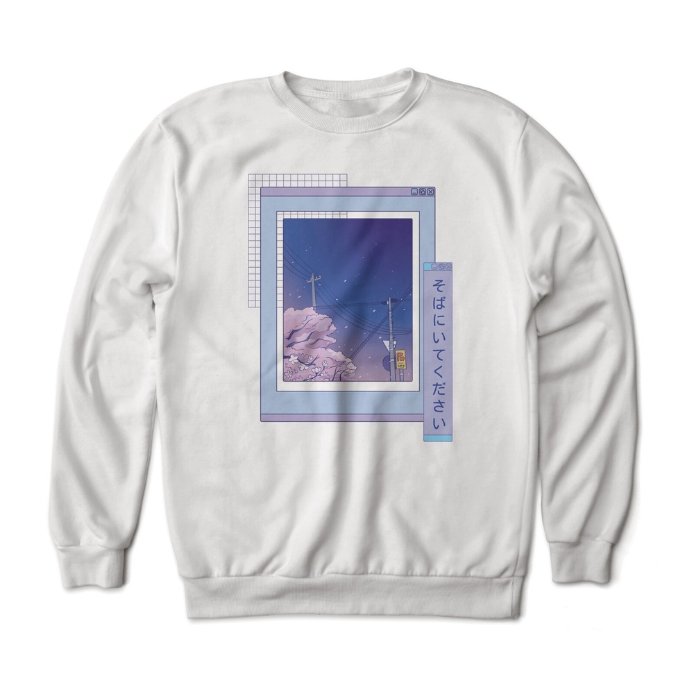 Japanese Street Landscape Minimalistic Vaporwave Art Graphic Sweatshirt Unisex