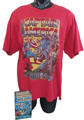 Marvel CAPTAIN AMERICA Red T-shirt Men’s XXL When Wakes the Sleeper *W/Tin