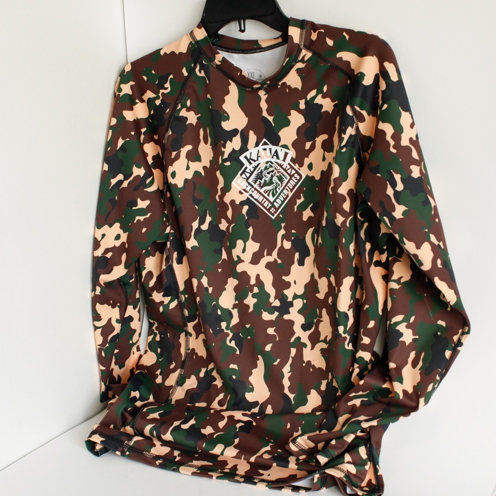 UPF50+ Men’s Sun Protection Long Sleeve Quick Drying Camouflage Print XXL