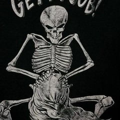 Vintage 1992 Fashion Victim Get A Job Skeleton Single Stitch T-Shirt