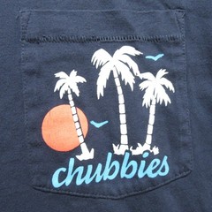 Chubbies Mens T Shirt L Navy Blue Graphic Stretch 100% Cotton Pocket Logo