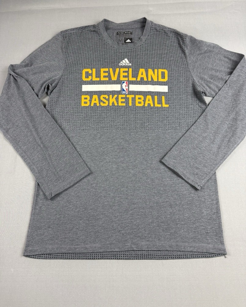 Adidas Cleveland Cavaliers Basketball ClimaCool Long Sleeve Shirt Men’s M Gray