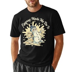 Eggnog Made Me Do It T-Shirt Funny Snowman Christmas Eggnog Humor Holiday Tee