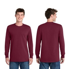 Mens Premium Heavy Port & Co Long Sleeve Essential Tee Plain Blank Casual PC61LS