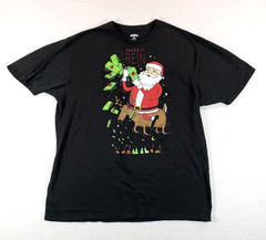 Holiday Time Adult Size 3XL Black Xmas Christmas Make It Rein Graphic T-Shirt