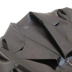 PU Double Side Top PVC Glossy Shiny Men Deep V Neck Long Sleeve T-shirt Elastic