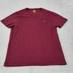 Polo Ralph Lauren Shirt Mens XL Red V-Neck Custom Slim Fit PRL Pony Embroidery
