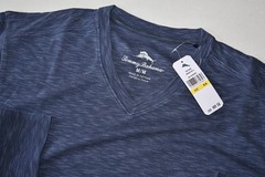 Tommy Bahama T Tee Shirt Paradiso V Neck Performance Ocean Blue New LS Medium M