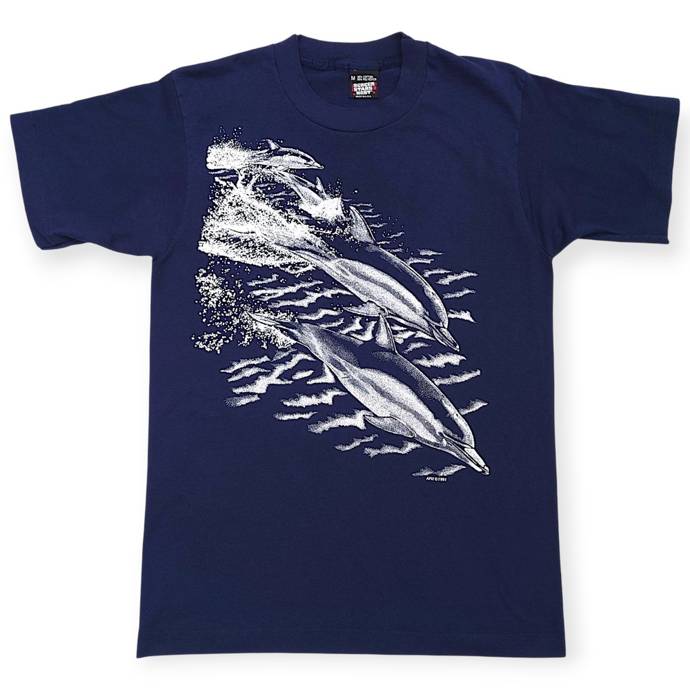 Vintage 90s Dolphin Animal Nature Wildlife T-shirt Size M Single Stitch USA Made