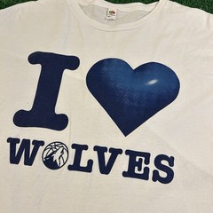 Fruit of the Loom HD Cotton T-Shirt Mens Extra Large White I Love Wolves NBA