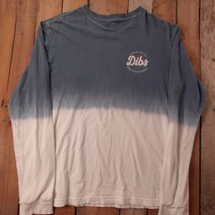Dibs Men’s S Long Sleeve T-Shirt Blue White Tie-Dye Rose USA Graphic Cotton