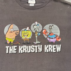 Vintage Nickelodeon T-Shirt Mens XL Gray SpongeBob SquarePants The Krusty Krew