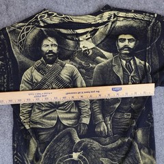 Vintage Emiliano Zapata Pancho Villa Shirt Mens Small Mexican All Over Print AOP
