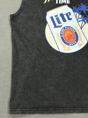 Vintage Miller Lite Tank Top Men Large Black Fine Pilsner Beer Graphic Acid Wash