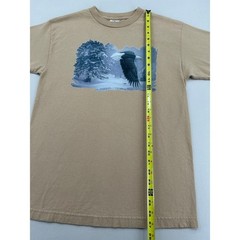 Alstyle Apparel Bald Eagle Winter Scene Graphic Tee Tan Mens Medium Bruce Miller