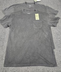 Men’s Crew Neck T Shirt 2 PK Medium Black Charcoal Pocket Relaxed Fit Goodfellow