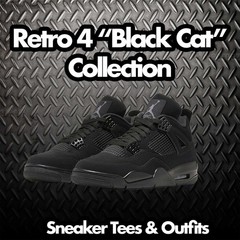Shirt To Match Jordan 4 Black Cat AJ4 – Hustle In Silence Sneaker Tee