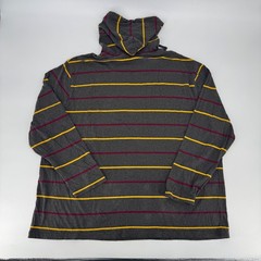 Polo Ralph Lauren Mens 2XB Grey Striped Long Sleeve Hooded T-Shirt Pony Logo