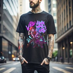 Jinx Arcane T-Shirt Japanese Anime Cartoon Jinx Arcane Graphic T-Shirt 094