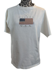 Galena Illinois Whitee Cottton Large Ladies T-Shirt with American Flag