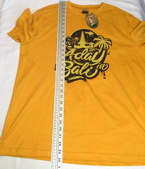 BALI INDONESIA T SHIRT MENS XXL 46×30 YELLOW COTTON SHORT SLEEVE TROPICAL KRISNA