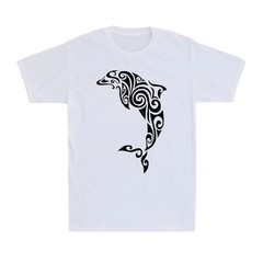 Tribal Dolphin Tattoo Large Print Novelty Vintage Funny Men’s Cotton T-Shirt