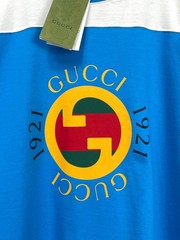 Gucci T-Shirt Men’s Oversized Blue 1921 Logo Print Cotton Jersey NWT, Size L