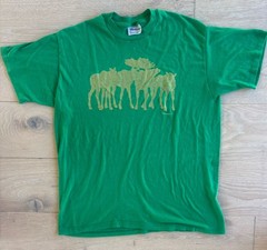 Vintage Stedman Moose Family Graphic T Shirt XL Made USA Single Stitch Green