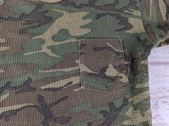 Vintage Camo Mesh Shirt Men M L Fishnet Waffle Grid Open Weave Woodland Tactical