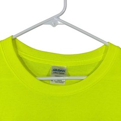 Warning Graphic Neon Yellow Gildan Ultra Cotton T-Shirt 3XL Preshunk EUC