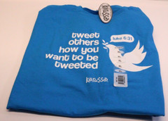Kerusso Christian Tweet Short Sleeve T-Shirt, Pacific Blue, Unisex, XL NEW