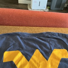 West Virginia University Adult T-Shirt Distressed Primary Logo, Navy, S-5XL