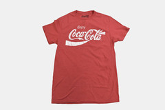 Coca-Cola Mens Enjoy Coca-Cola Distressed Print Heather Red Coke Shirt New M-3XL