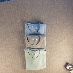 Coofandy Large Waffle Knit Lot of 3 t-shirts Green, Blue, Grey Viscose/Poly