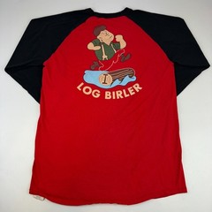 Google Mens Size L Log Birler 3/4 Sleeve Raglan Champion Shirt Red