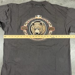 Vintage Grizzly Bear T Shirt Mens XL Gray Flaws Discovery Channel Preowned