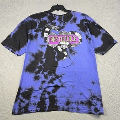 Beetlejuice Tie Dye Shirt Mens 2XL XXL Blue Distressed Classic Movie Retro NWT