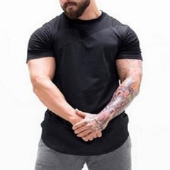 New Men Sport Gym Fitness T Shirt Bodybuilding Muscle Short Sleeved Basic Tee