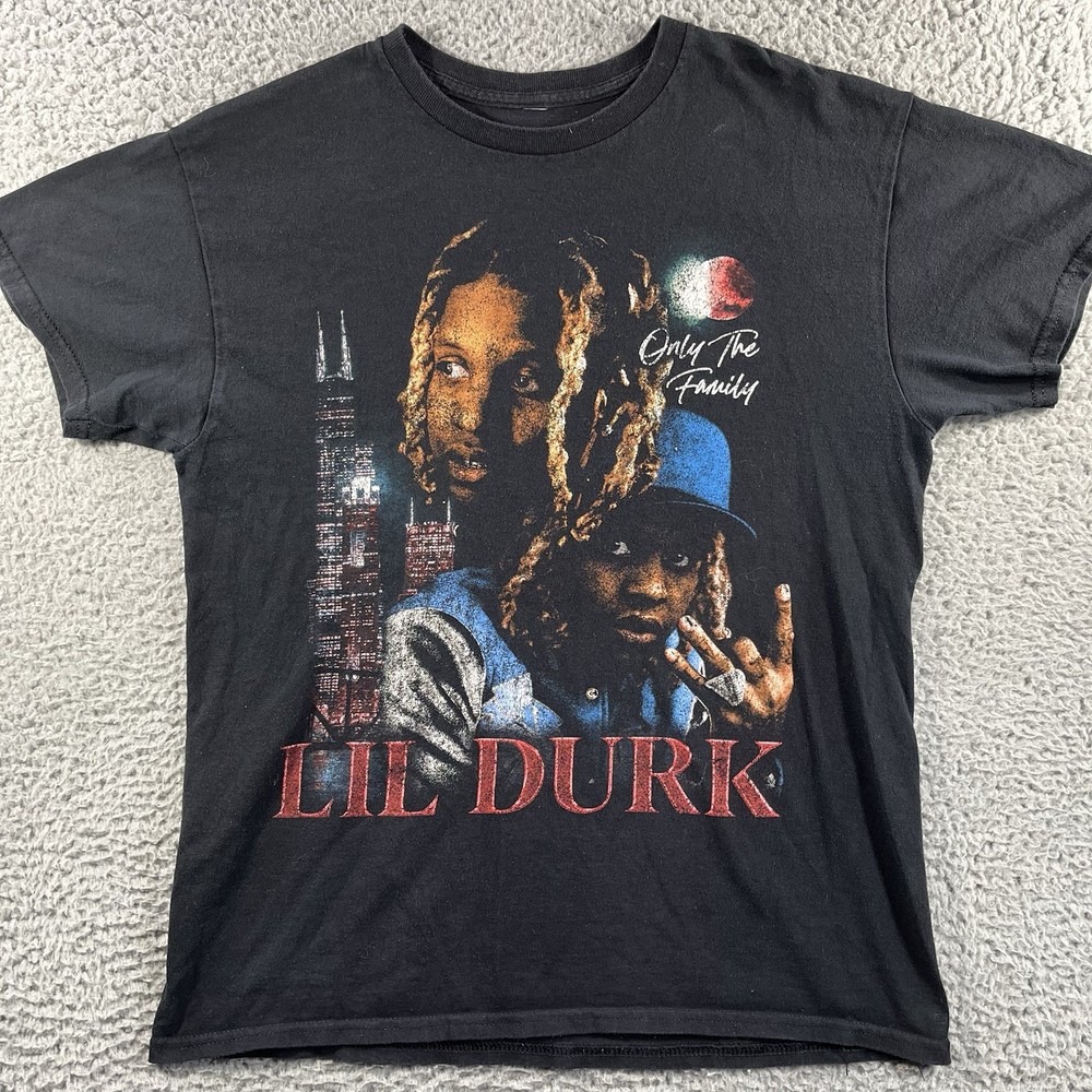 Lil Durk Shirt Mens Medium Black Chicago Drill Music Rap Hip Hop Graphic Print
