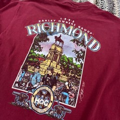 Vintage Harley Davidson Shirt Men Large Red 90s Single Stitch USA Richmond Hog