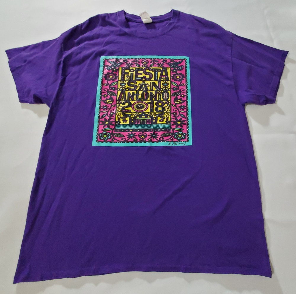 Fiesta San Antonio Texas 2018 Annual Festival T Shirt Size XL Purple Cotton