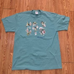 Vintage Men’s Shirt Hummingbird Nature Wildlife Turquoise 90s Floral Size XL