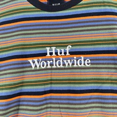 Huff Mens Shirt Small Blue Contrasting Trim Casual Short Sleeve Embroidered Logo
